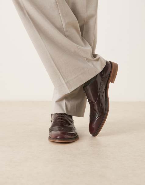 ASOS DESIGN - Bordeaux broguesko i læder - view 1