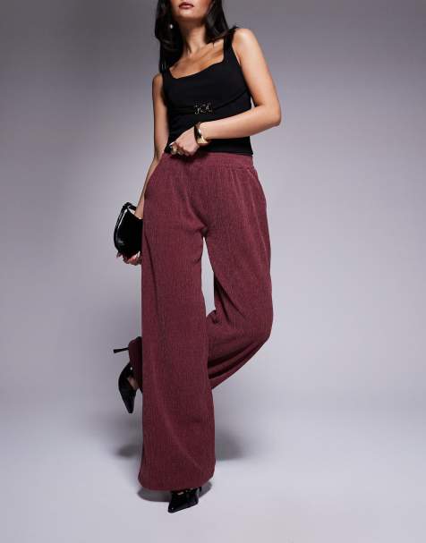 ASOS DESIGN - Bordeaux bukser med vide ben og tekstur - view 1