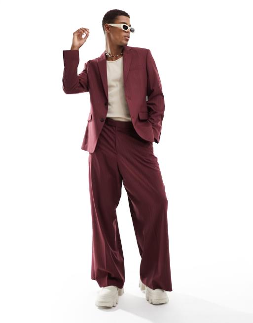 ASOS DESIGN - Bordeaux habitjakke med nålestriber i regular fit, 2 af 5