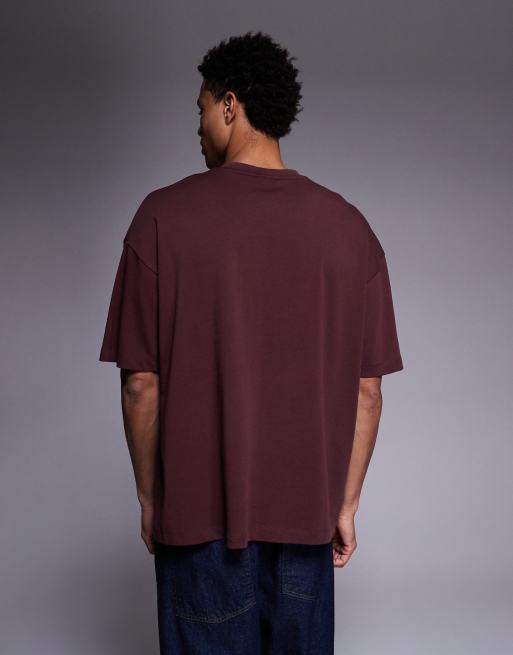 ASOS DESIGN - Bordeaux kraftig oversized T-shirt med fodboldgrafik på brystet, 3 af 5