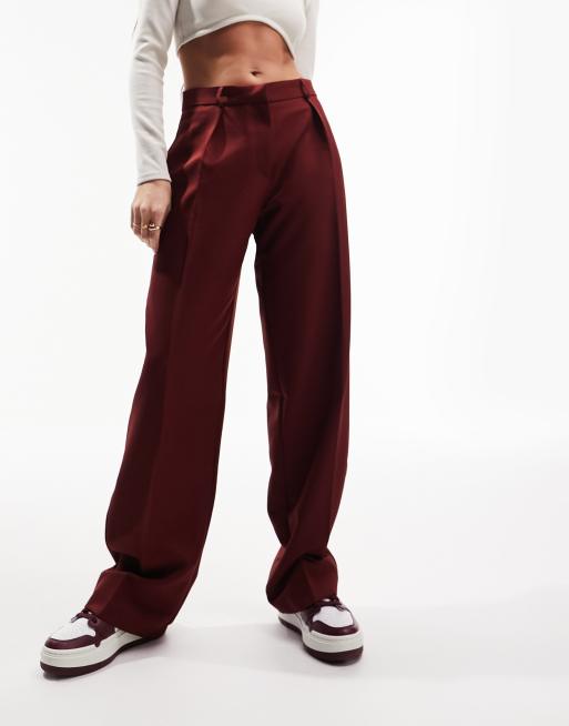 ASOS DESIGN - Bordeaux løstsiddende hverdagsbukser