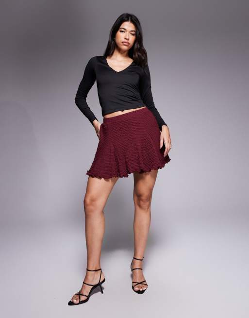 ASOS DESIGN - Bordeaux mininederdel med tekstur og indsyede detaljer, 4 af 5