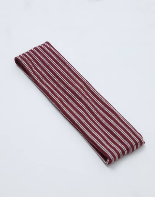 ASOS DESIGN - Bordeaux og cremehvidt hårbånd med striber i jersey, 3 af 3