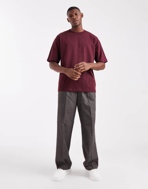 ASOS DESIGN - Bordeaux oversized T-shirt i kraftigt stof, 2 af 5