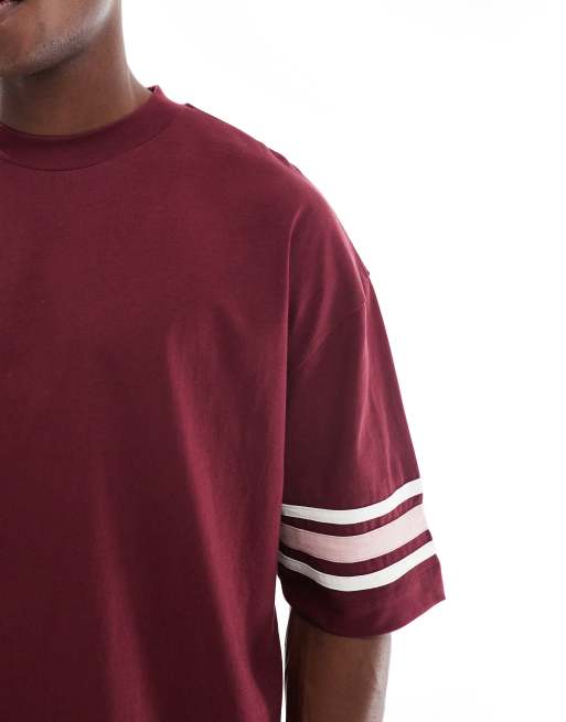 ASOS DESIGN - Bordeaux oversized T-shirt med halve ærmer med kontrastdetaljer  , 5 af 5