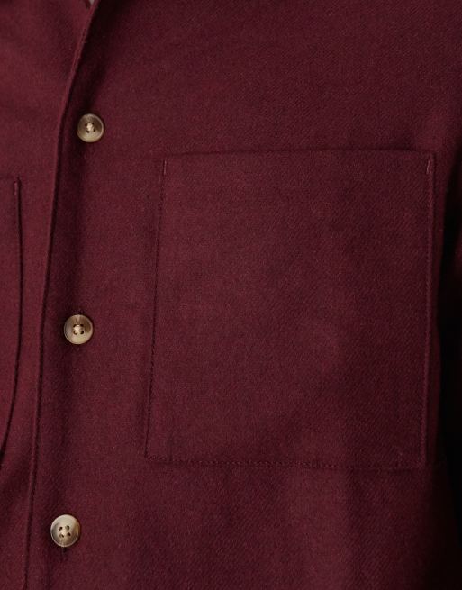 ASOS DESIGN - Bordeaux overskjorte i uldblanding, 4 af 5