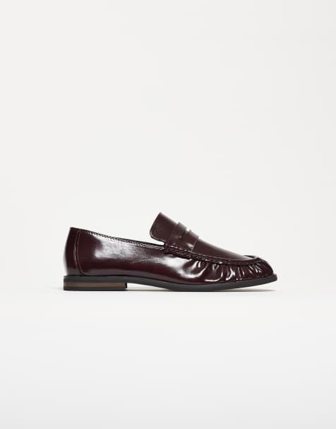 ASOS DESIGN - Bordeaux penny-loafers med rynker - view 1