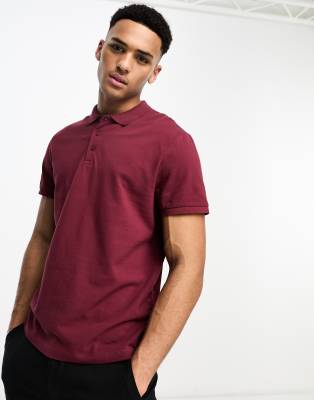 ASOS DESIGN - Bordeaux poloskjorte i piqué