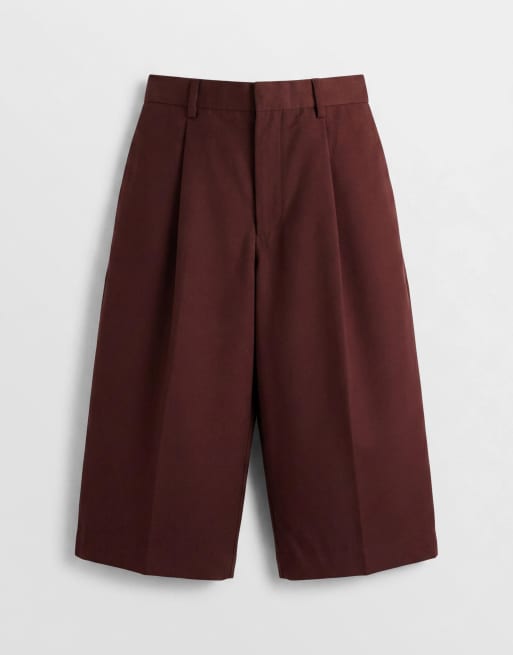 ASOS DESIGN - Bordeaux skræddersyede oversized bermudashorts med plisseringer, 6 af 7