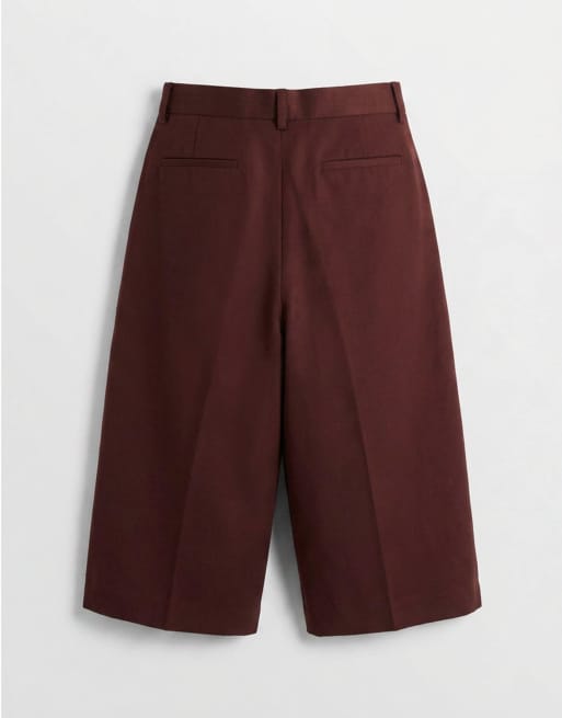 ASOS DESIGN - Bordeaux skræddersyede oversized bermudashorts med plisseringer, 7 af 7
