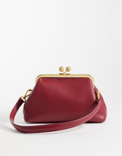 ASOS DESIGN - Bordeaux skuldertaske med taskebøjle og aftagelig rem - view 1