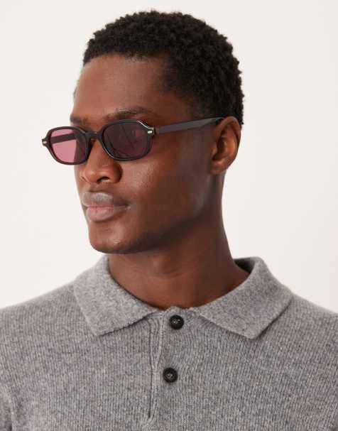 ASOS DESIGN - Bordeaux smalle solbriller med buet firkantet stel - view 1