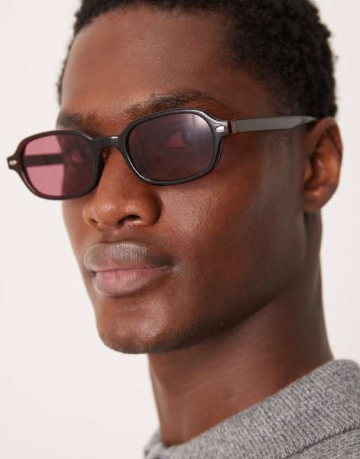 ASOS DESIGN - Bordeaux smalle solbriller med buet firkantet stel, 3 af 3