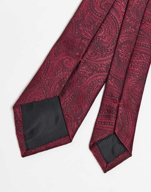 ASOS DESIGN - Bordeaux smalt slips med paisley-print, 2 af 3