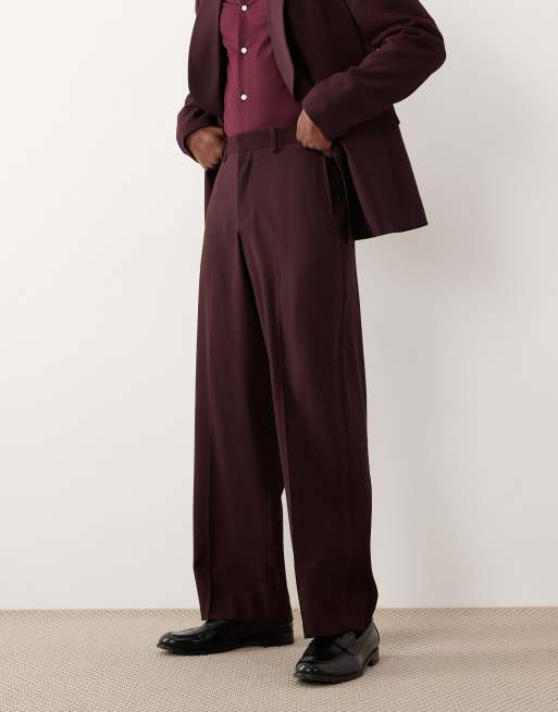 ASOS DESIGN - Bordeaux smokingbukser med vide ben, 2 af 5
