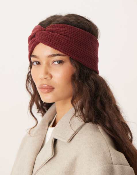 ASOS DESIGN - Bordeaux strikket hårbånd med tekstur - view 1