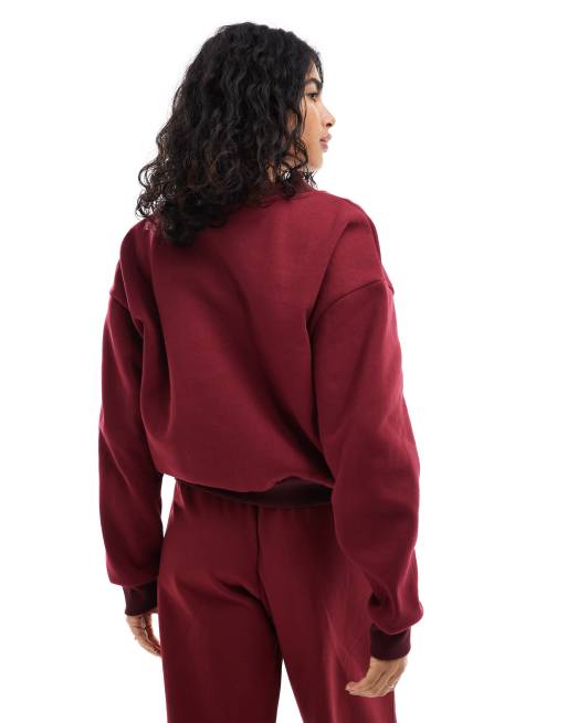 ASOS DESIGN - Bordeaux sweatshirt-cardigan - Del af sæt, 4 af 4