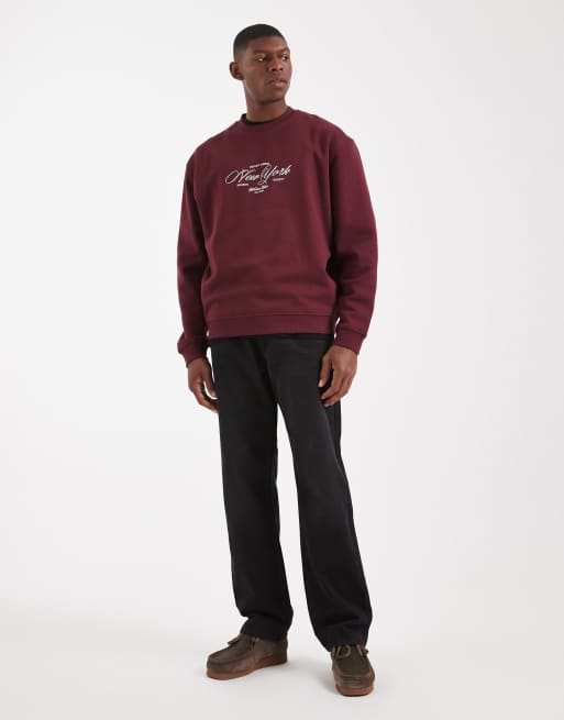 ASOS DESIGN - Bordeaux sweatshirt med tekstprint, 2 af 5