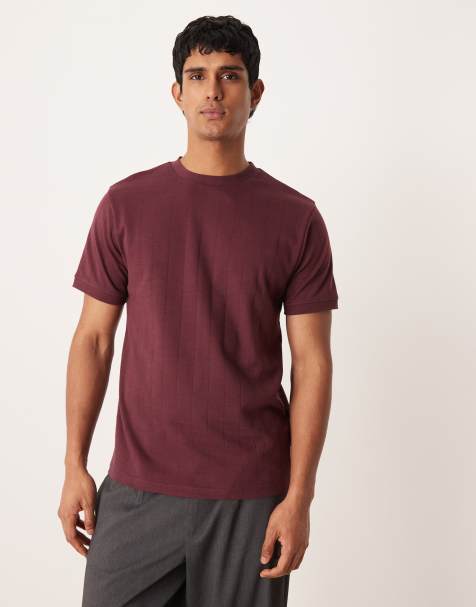 ASOS DESIGN - Bordeaux T-shirt med tekstur i regular fit - view 1