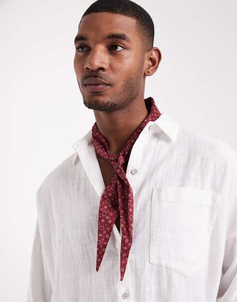 ASOS DESIGN - Bordeauxrød bandana-halsklud i bomuld med blomster- og paisleymønster - view 1