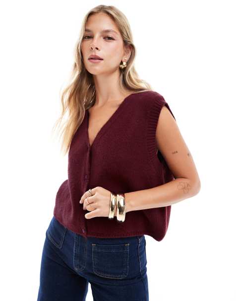 ASOS DESIGN - Bordeauxrød cardigan i blød strik - view 1