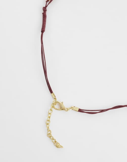 ASOS DESIGN - Bordeauxrød halskæde med flere kæder og perler i resin, 3 af 3
