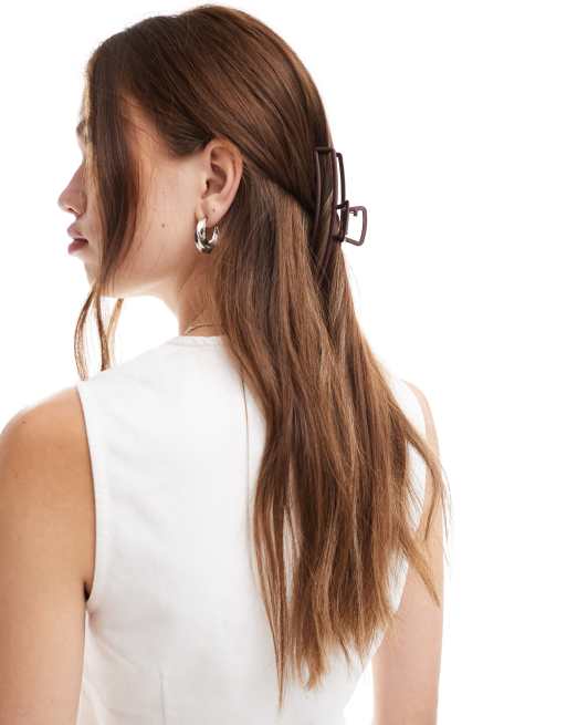 ASOS DESIGN - Bordeauxrød hårklemme i metal med rektangulært design