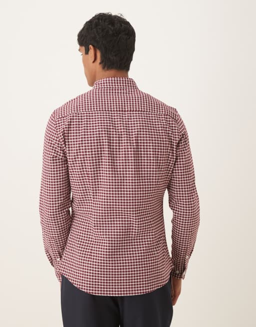 ASOS DESIGN - Bordeauxrød og ternet skjorte i slim fit, 3 af 5