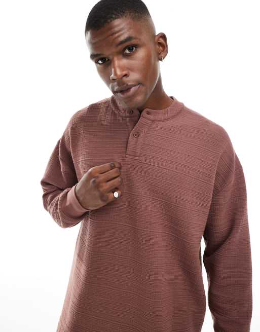 ASOS DESIGN - Bordeauxrød oversized T-shirt med tekstur og firkantet pasform , 3 af 4