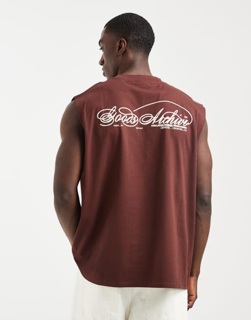 ASOS DESIGN - Bordeauxrød oversized tanktop med tekstgrafik, 3 af 5