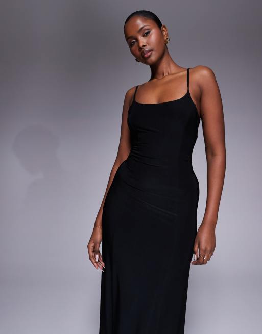 ASOS DESIGN - Bordeauxrød slip-maxikjole med rygsnører, 4 af 4
