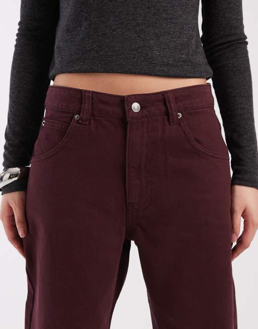 ASOS DESIGN - Bordeauxrøde lavtaljede jeans med poset pasform, 5 af 5