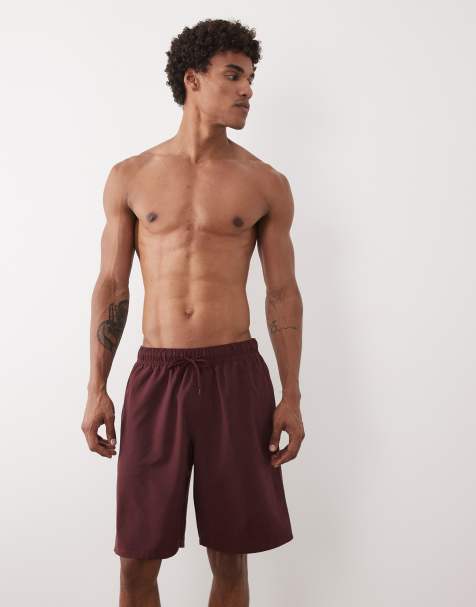 ASOS DESIGN - Bordeauxrøde og lange badeshorts - view 1