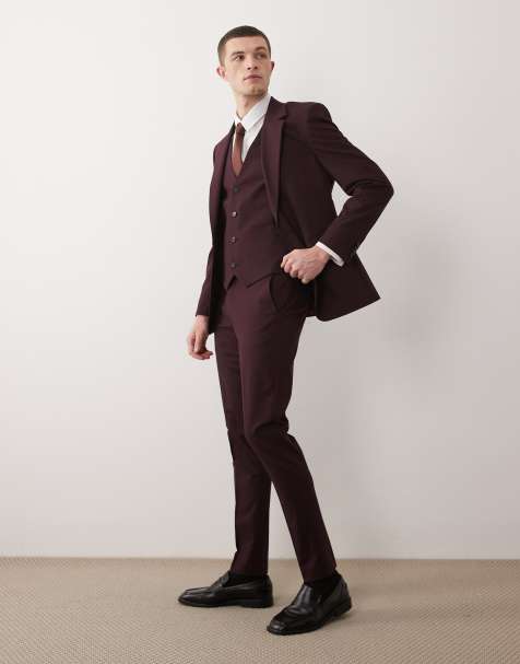 ASOS DESIGN - Bordeauxrødt skinny-jakkesæt - view 1