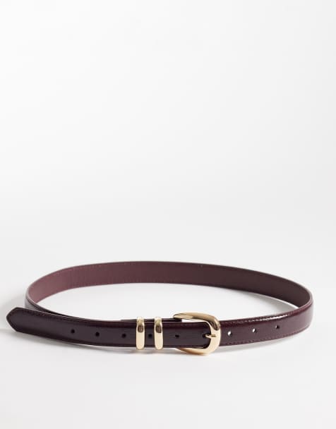 ASOS DESIGN - Bordeauxrødt talje- og hoftebælte i lak med flere bælteholdere - view 1