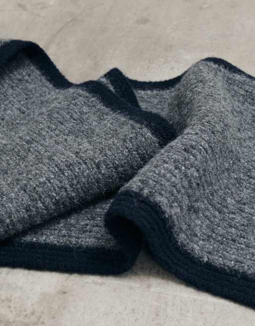 ASOS DESIGN border rib knit scarf in gray, 3 of 3