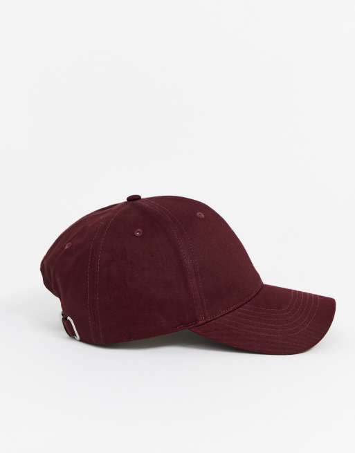ASOS DESIGN – Bordowa bawełniana czapka z daszkiem, 3 z 4