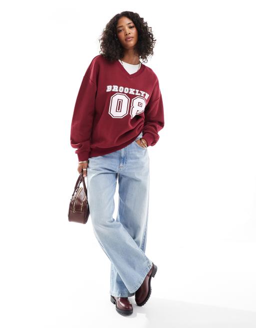 ASOS DESIGN – Bordowa bluza oversize z grafiką z napisem „Brooklyn”, 4 z 4