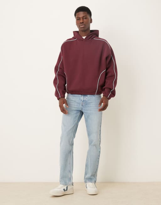 ASOS DESIGN – Bordowa bluza z kapturem extreme oversize z wypustkami, 2 z 5