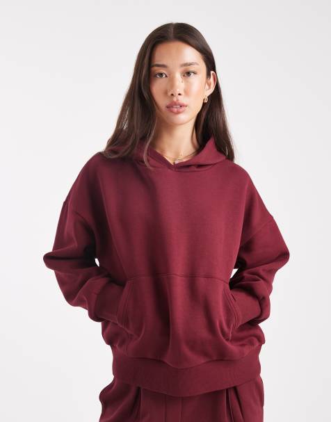 ASOS DESIGN – Bordowa bluza z kapturem oversize ze szczotkowanym wykończeniem od spodu - view 1