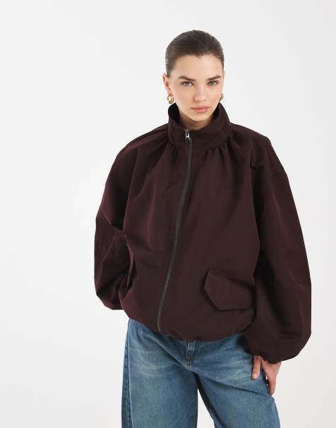 ASOS DESIGN – Bordowa bomberka oversize z golfem - view 1