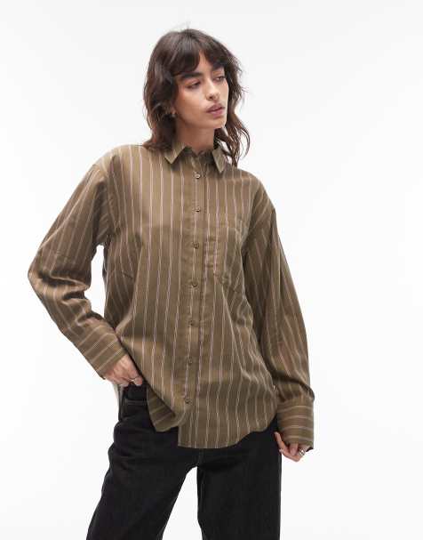 ASOS DESIGN – Bordowa klasyczna bawełniana koszula w paski - view 1