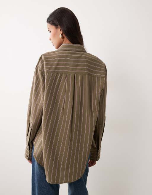 ASOS DESIGN – Bordowa klasyczna bawełniana koszula w paski, 4 z 4