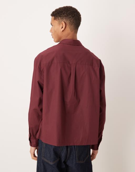 ASOS DESIGN – Bordowa koszula popelinowa oversize o pudełkowym kroju, 3 z 5