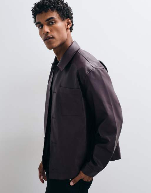 ASOS DESIGN – Bordowa koszula wierzchnia z imitacji skóry, 5 z 5