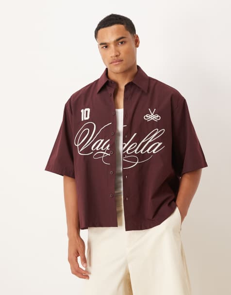 ASOS DESIGN – Bordowa koszula z haftowanym napisem - view 1