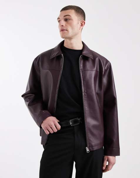 ASOS DESIGN – Bordowa kurtka Harrington z imitacji skóry - view 1