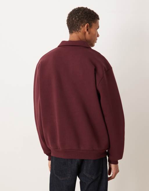 ASOS DESIGN – Bordowa luźna bluza z kołnierzykiem polo, 3 z 5