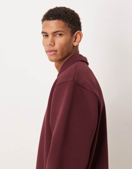 ASOS DESIGN – Bordowa luźna bluza z kołnierzykiem polo, 4 z 5