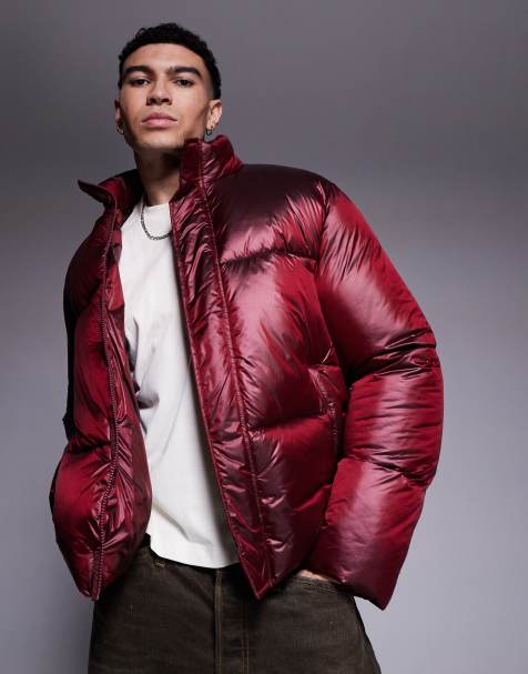 ASOS DESIGN – Bordowa metaliczna kurtka ocieplana oversize - view 1